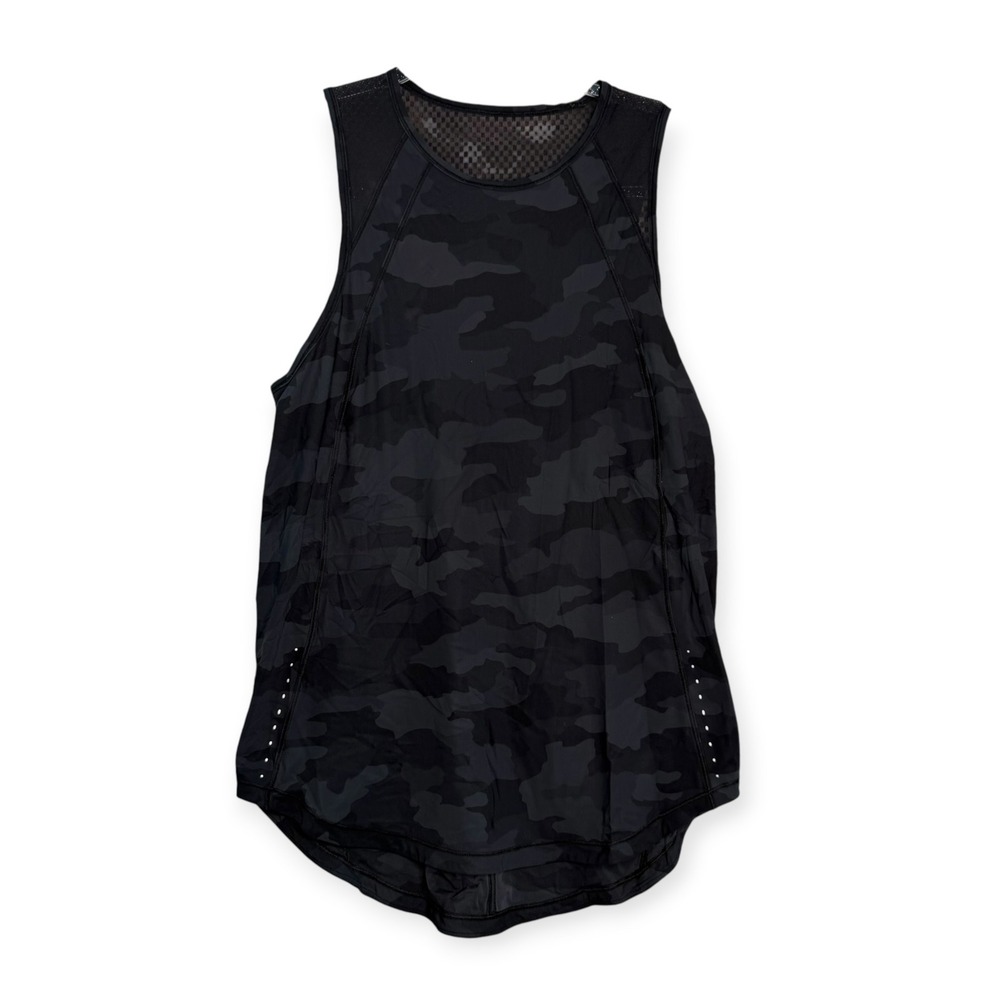 Lululemon Sculpt Tank Top Heritage 365 Camo Deep Coal Multi Black Mesh Size 8